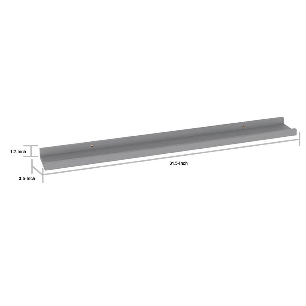 Yuli Wall Shelf Set of 4, Contemporary Gray, Raised Ledge Design 32 Inch - BM340440
