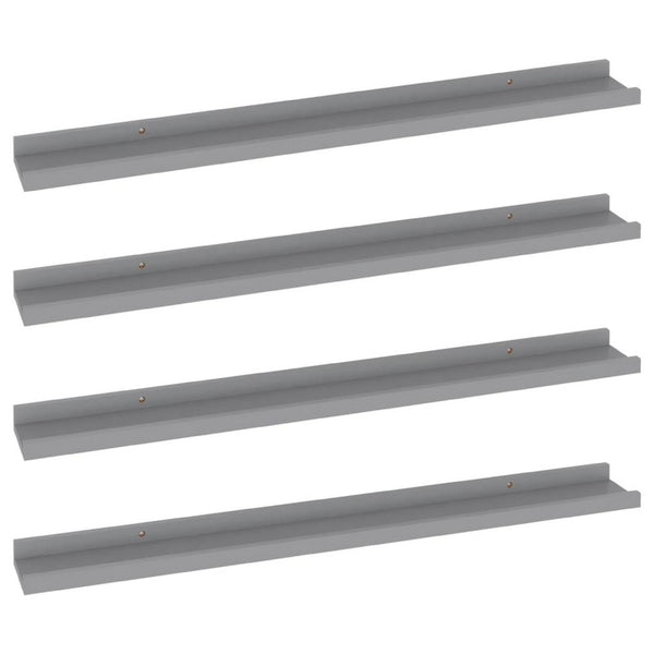 Yuli Wall Shelf Set of 4, Contemporary Gray, Raised Ledge Design 32 Inch - BM340440