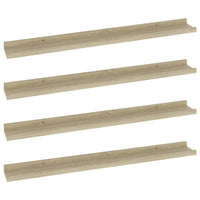 Yuli Wall Shelf Set of 4, Farmhouse Brown, Raised Ledge Design 32 Inch - BM340441