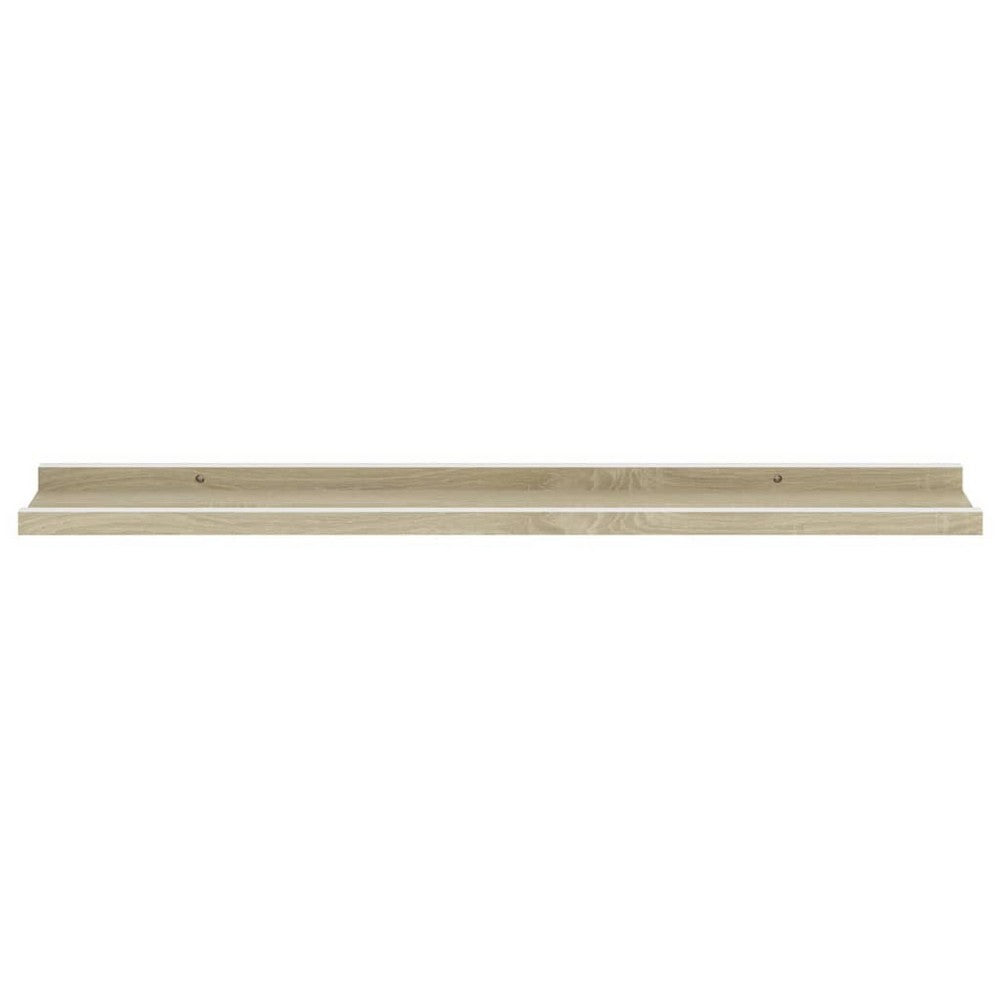 Yuli Wall Shelf Set of 2, Farmhouse Brown White, Raised Ledge Design 32 Inch - BM340442