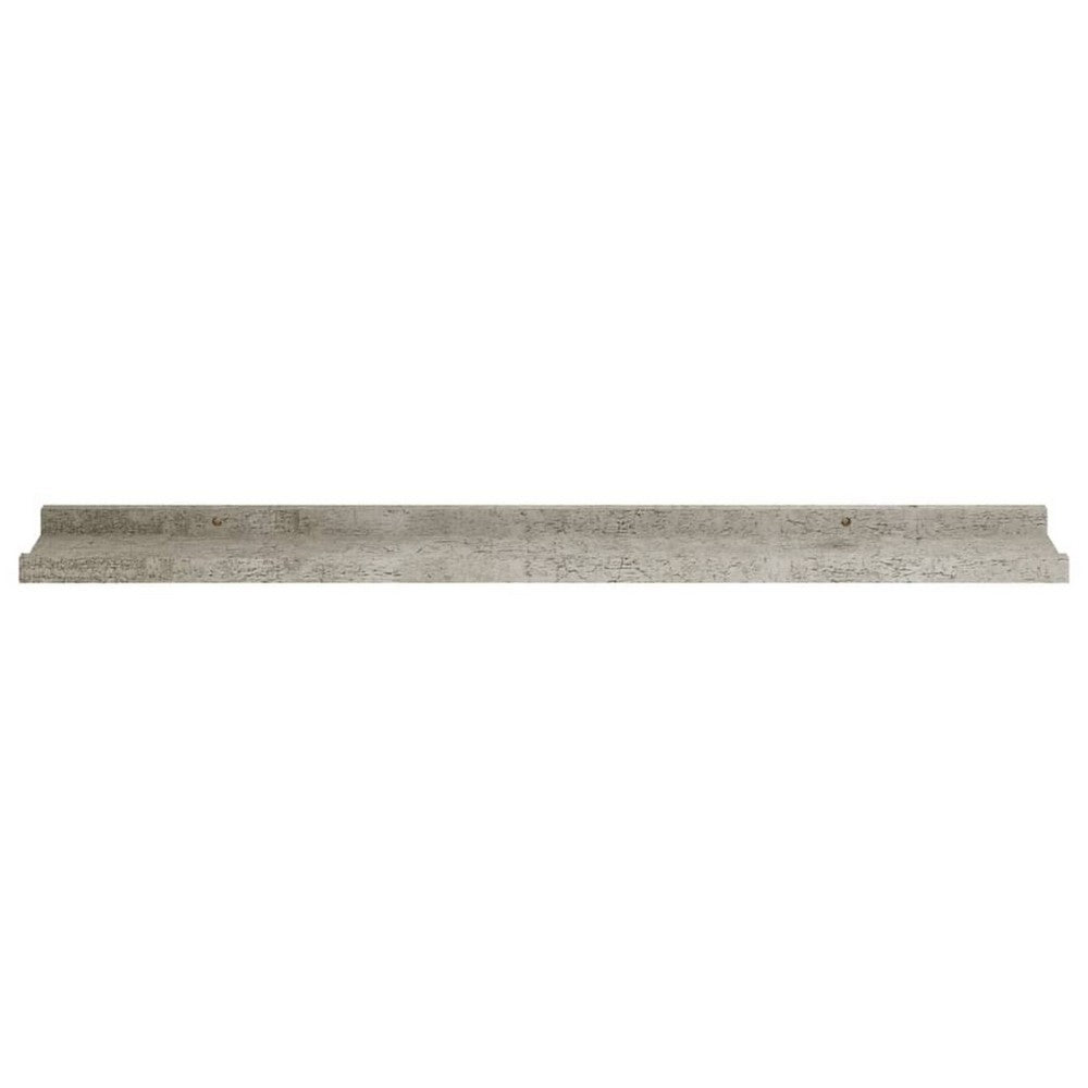 Yuli Wall Shelf Set of 2, Concrete Gray, Raised Ledge Design 32 Inch - BM340443