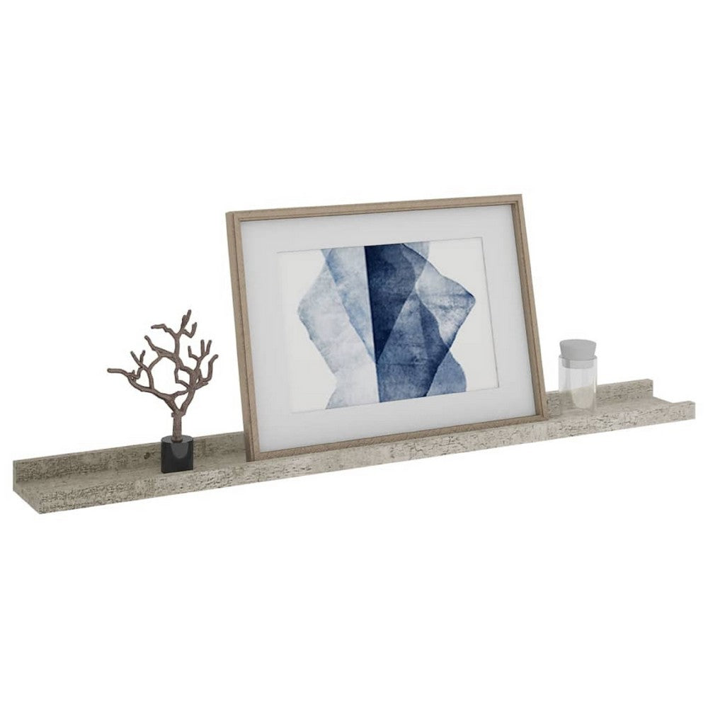 Yuli Wall Shelf Set of 2, Concrete Gray, Raised Ledge Design 32 Inch - BM340443