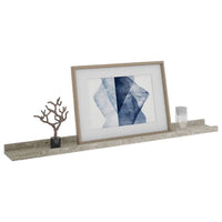 Yuli Wall Shelf Set of 2, Concrete Gray, Raised Ledge Design 32 Inch - BM340443