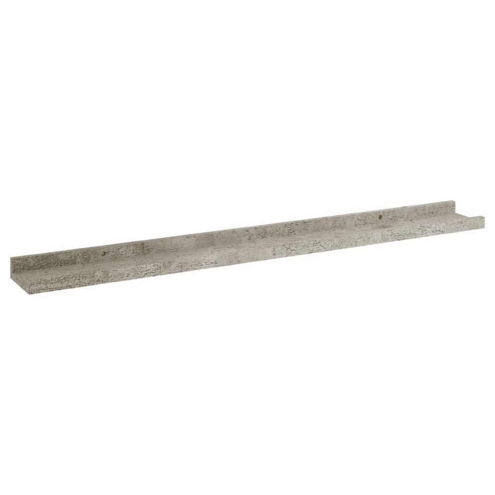 Yuli Wall Shelf Set of 2, Concrete Gray, Raised Ledge Design 32 Inch - BM340443