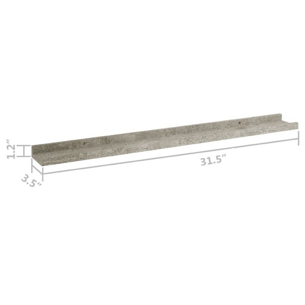 Yuli Wall Shelf Set of 2, Concrete Gray, Raised Ledge Design 32 Inch - BM340443