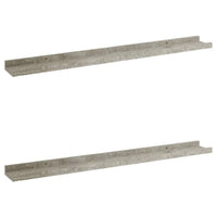 Yuli Wall Shelf Set of 2, Concrete Gray, Raised Ledge Design 32 Inch - BM340443