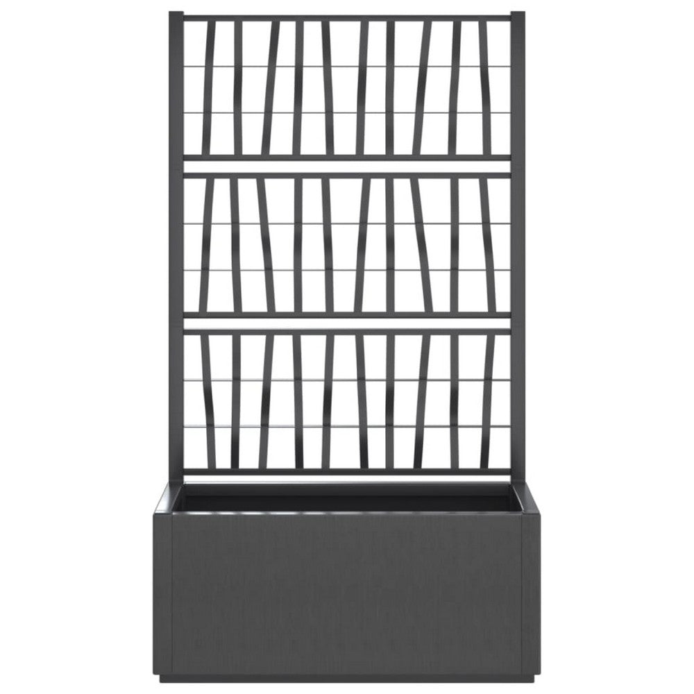 Garden Planter with Trellis, Dark Gray Polypropylene, 55 Inch - BM340444