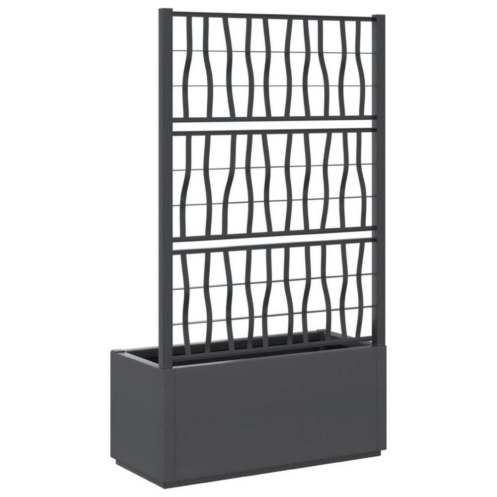 Garden Planter with Trellis, Dark Gray Polypropylene, 55 Inch - BM340444