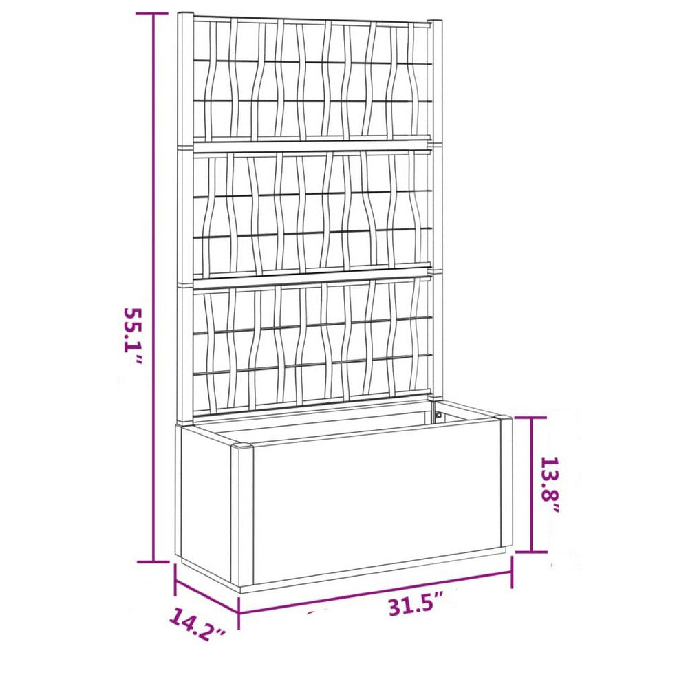 Garden Planter with Trellis, Dark Gray Polypropylene, 55 Inch - BM340444