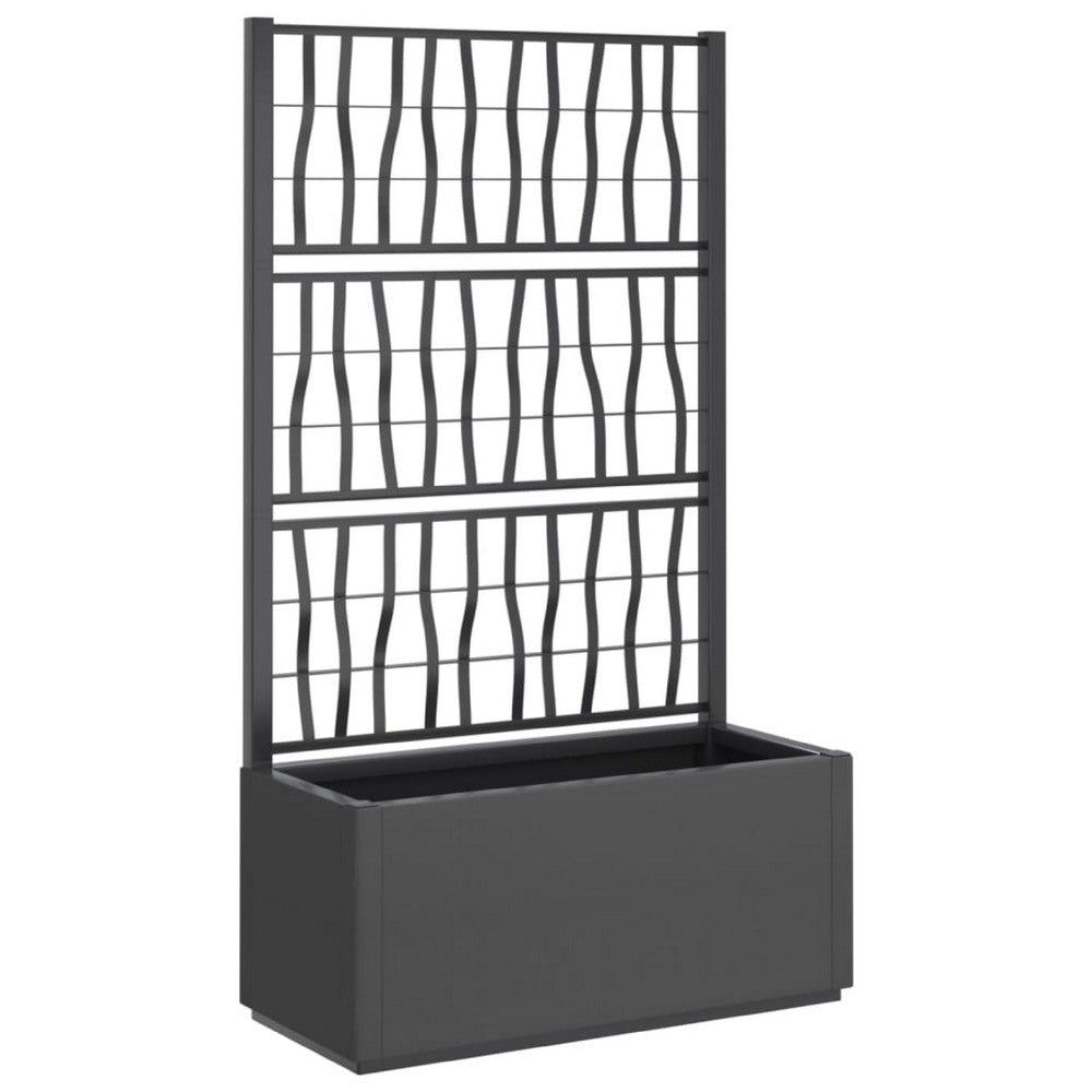 Garden Planter with Trellis, Dark Gray Polypropylene, 55 Inch - BM340444