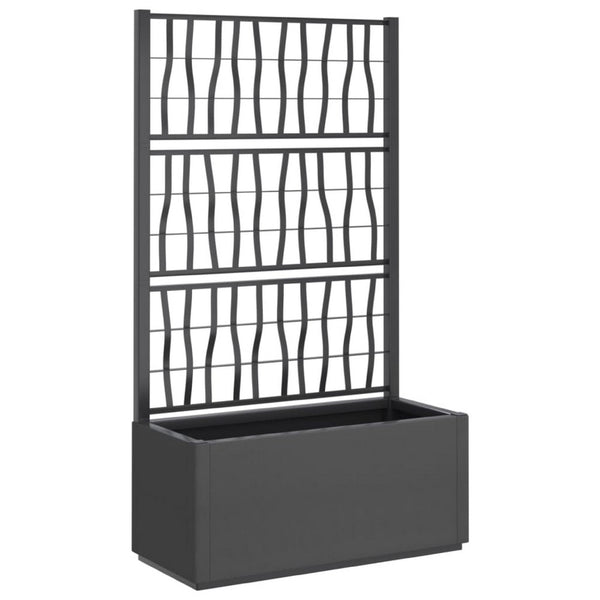 Garden Planter with Trellis, Dark Gray Polypropylene, 55 Inch - BM340444