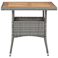 Biwo Outdoor Dining Table, Gray Wicker Rattan, 32 Inch Brown Wood Top - BM340445