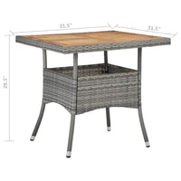 Biwo Outdoor Dining Table, Gray Wicker Rattan, 32 Inch Brown Wood Top - BM340445