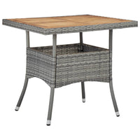 Biwo Outdoor Dining Table, Gray Wicker Rattan, 32 Inch Brown Wood Top - BM340445