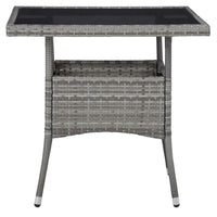 Biwo Outdoor Dining Table, Gray Wicker Rattan, 32 Inch Black Tempered Glass - BM340446