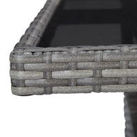 Biwo Outdoor Dining Table, Gray Wicker Rattan, 32 Inch Black Tempered Glass - BM340446
