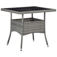 Biwo Outdoor Dining Table, Gray Wicker Rattan, 32 Inch Black Tempered Glass - BM340446