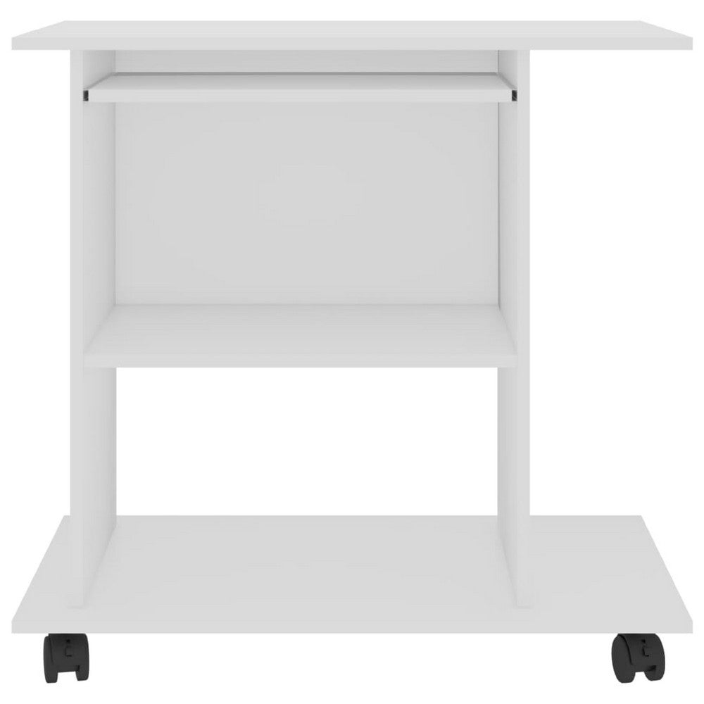 Gulo Computer Desk, 2 Shelves, Keyboard Tray, 32 Inch, White Wood - BM340448