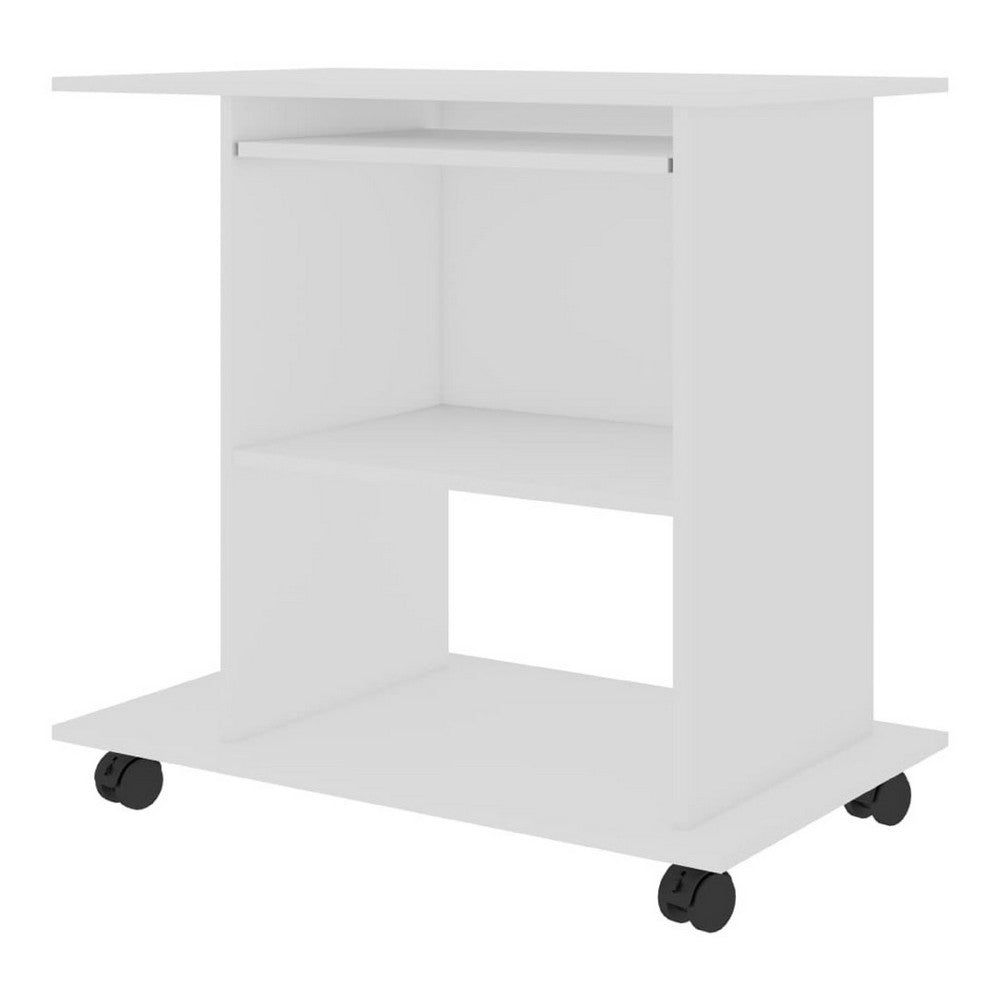 Gulo Computer Desk, 2 Shelves, Keyboard Tray, 32 Inch, White Wood - BM340448