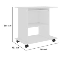 Gulo Computer Desk, 2 Shelves, Keyboard Tray, 32 Inch, White Wood - BM340448