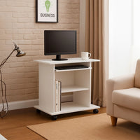 Gulo Computer Desk, 2 Shelves, Keyboard Tray, 32 Inch, White Wood - BM340448