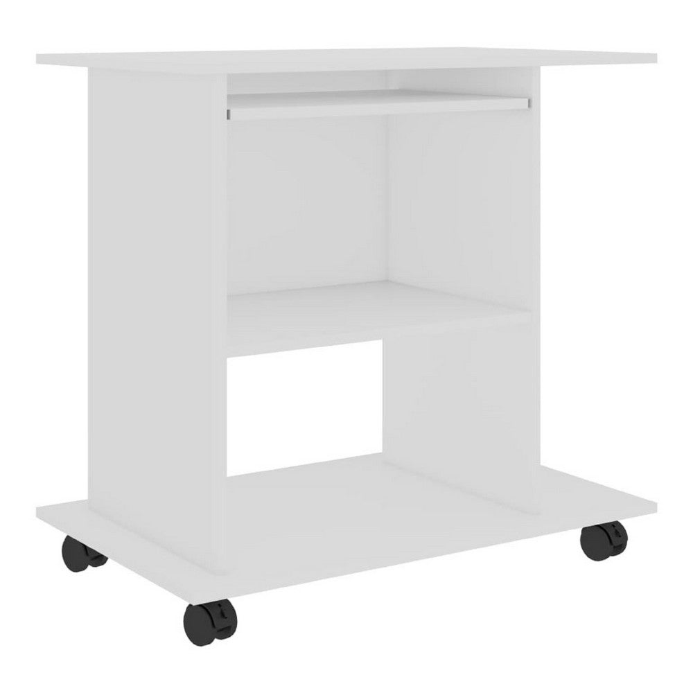 Gulo Computer Desk, 2 Shelves, Keyboard Tray, 32 Inch, White Wood - BM340448
