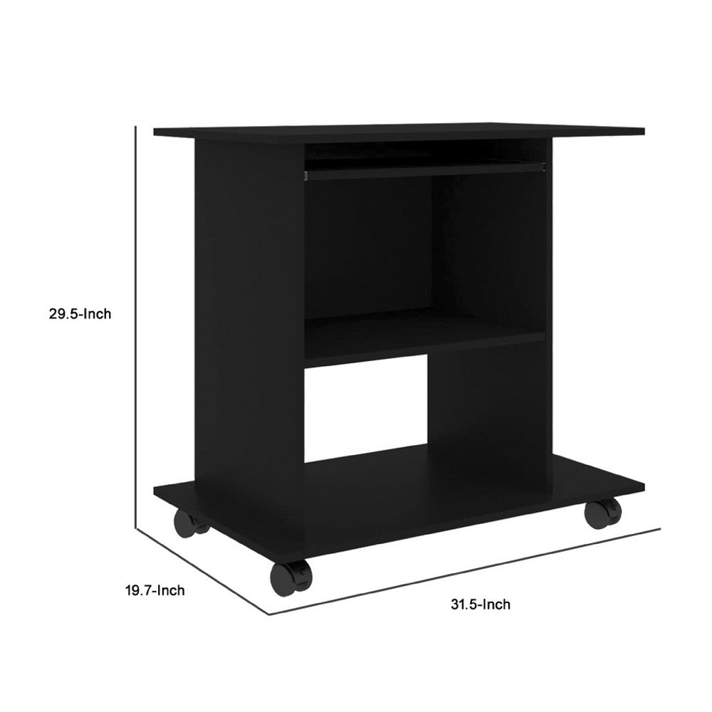 Gulo Computer Desk, 2 Shelves, Keyboard Tray, 32 Inch, Black Wood - BM340449