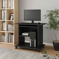 Gulo Computer Desk, 2 Shelves, Keyboard Tray, 32 Inch, Black Wood - BM340449