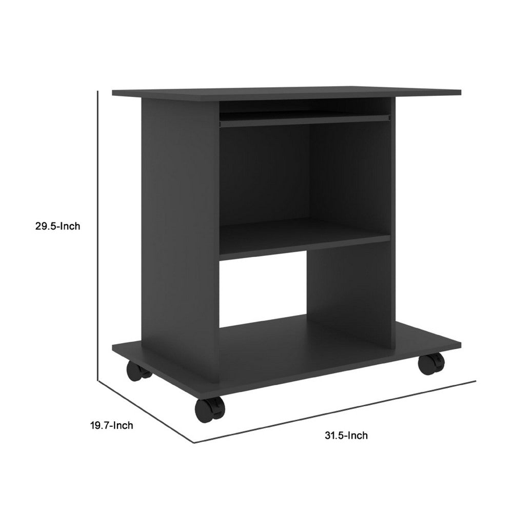 Gulo Computer Desk, 2 Shelves, Keyboard Tray, 32 Inch, Gray Wood - BM340450