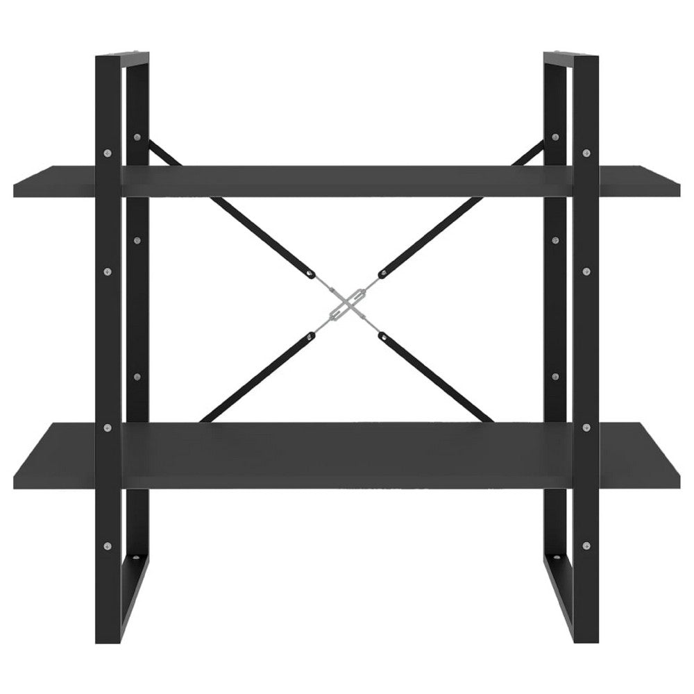 Viwo Bookshelf, 2 Gray Shelves, Modern Black Design 32 Inch - BM340452