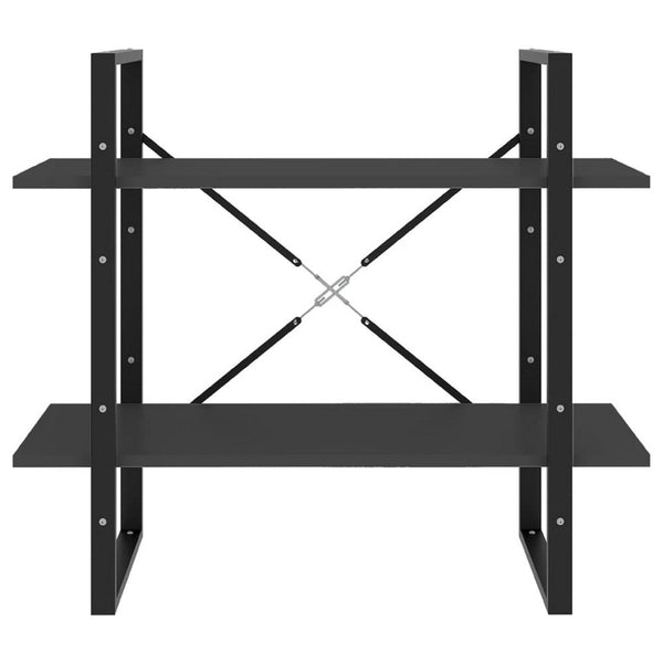 Viwo Bookshelf, 2 Gray Shelves, Modern Black Design 32 Inch - BM340452