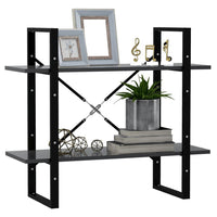 Viwo Bookshelf, 2 Gray Shelves, Modern Black Design 32 Inch - BM340452
