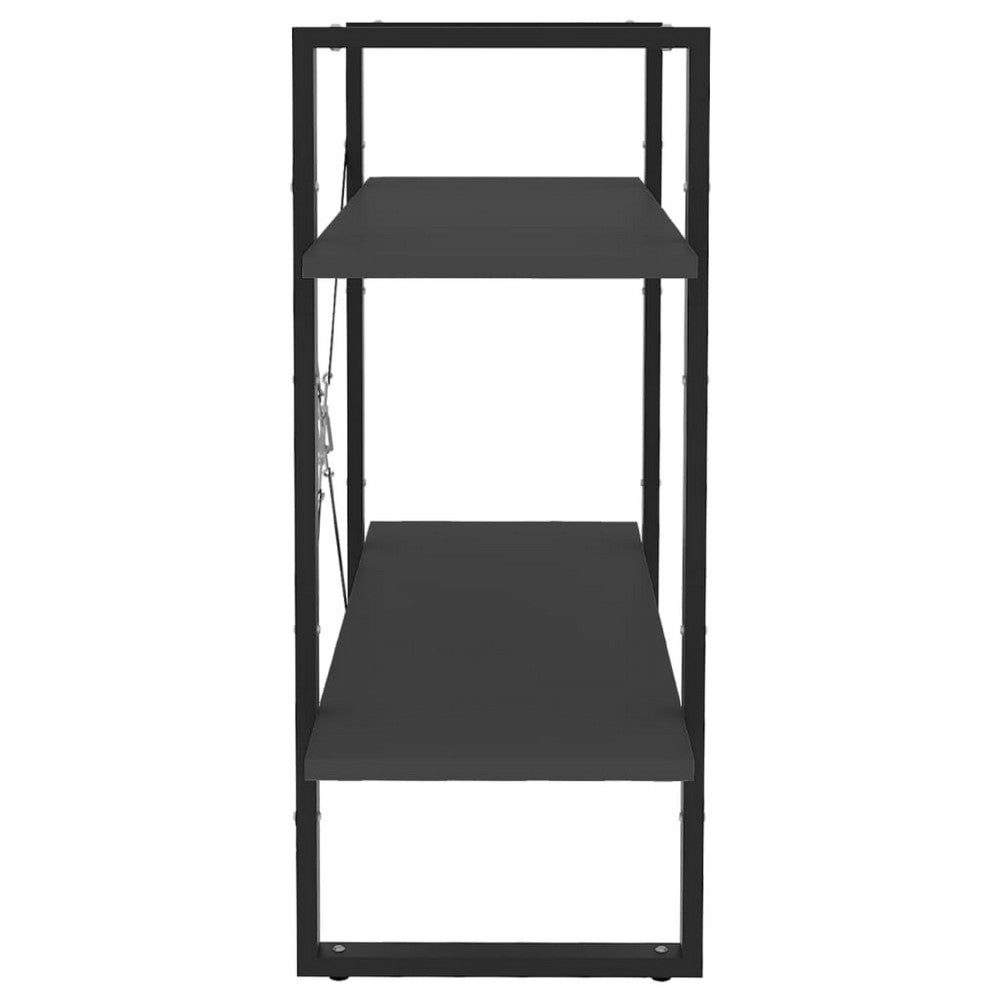 Viwo Bookshelf, 2 Gray Shelves, Modern Black Design 32 Inch - BM340452