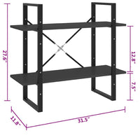 Viwo Bookshelf, 2 Gray Shelves, Modern Black Design 32 Inch - BM340452