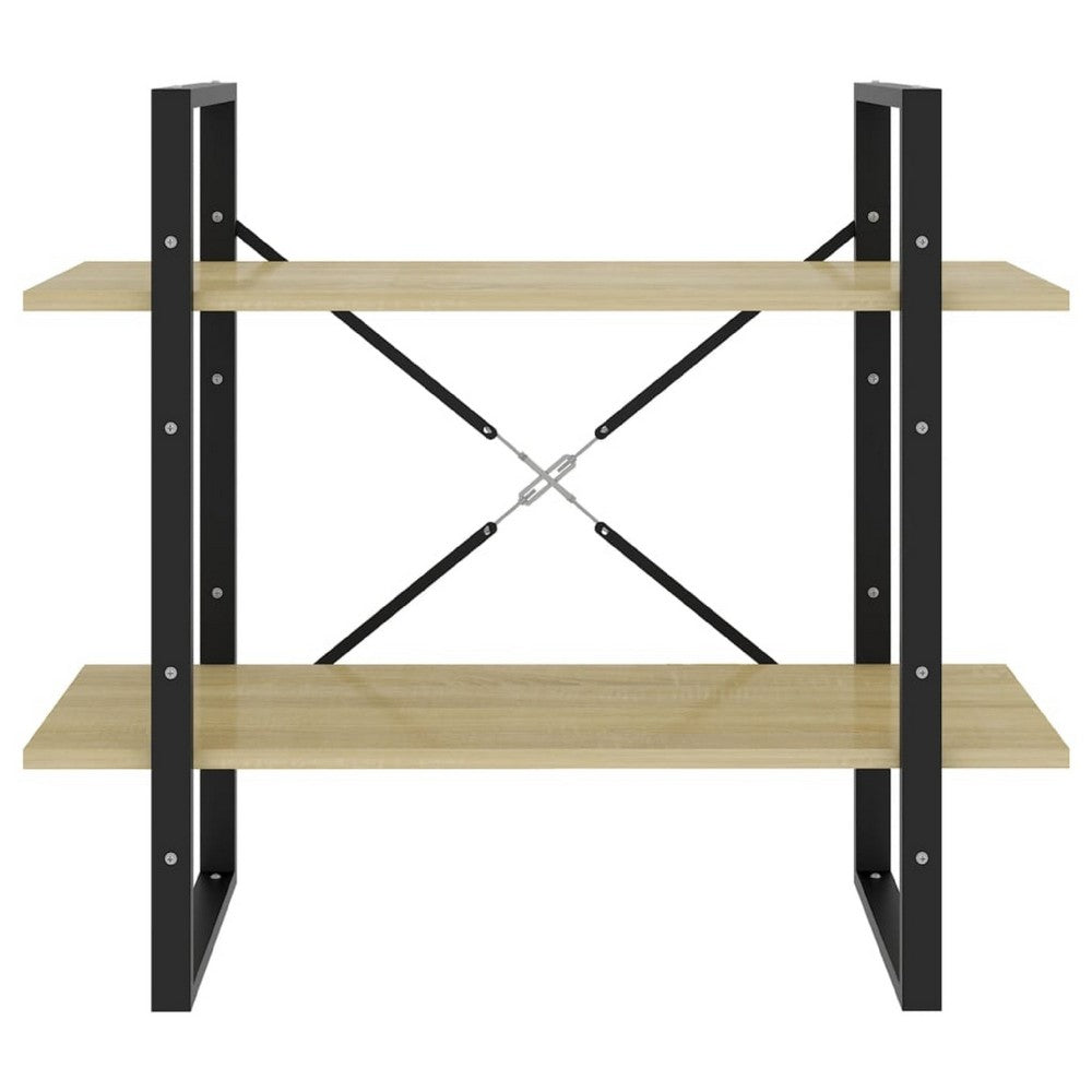 Viwo Bookshelf, 2 Brown Shelves, Modern Black Design 32 Inch - BM340453