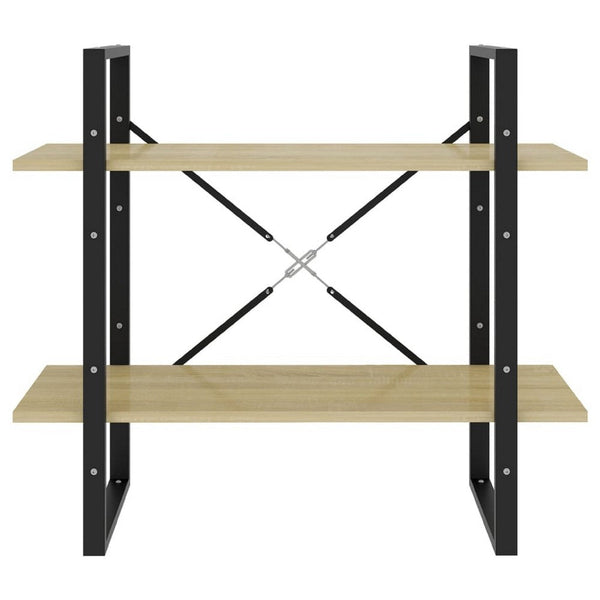 Viwo Bookshelf, 2 Brown Shelves, Modern Black Design 32 Inch - BM340453