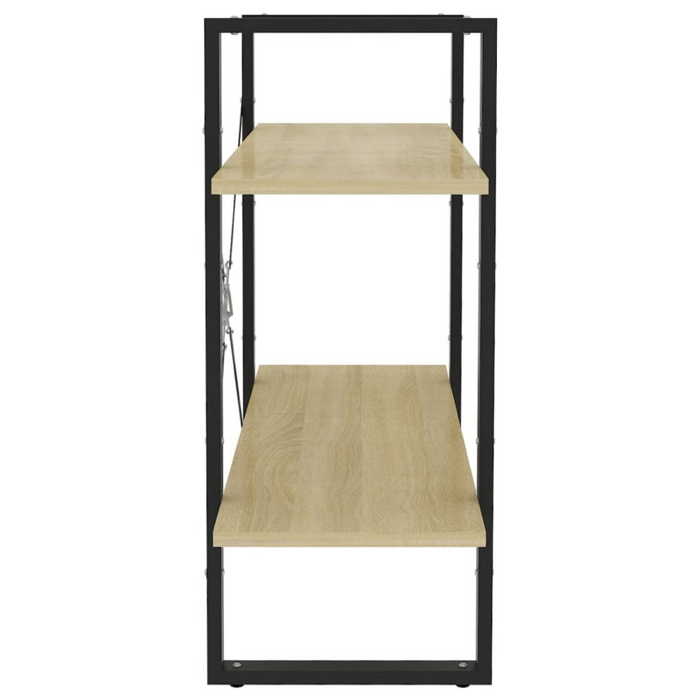 Viwo Bookshelf, 2 Brown Shelves, Modern Black Design 32 Inch - BM340453