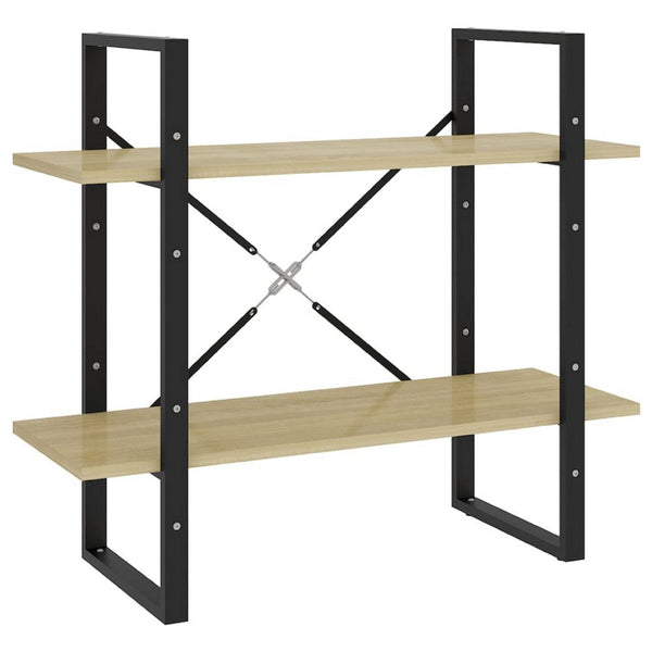 Viwo Bookshelf, 2 Brown Shelves, Modern Black Design 32 Inch - BM340453