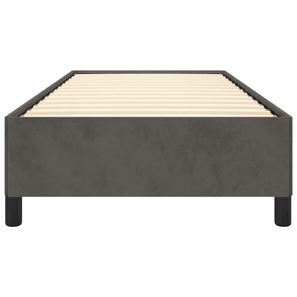 Low Profile Twin XL Bed Frame, Gray Velvet Fabric Upholstery - BM340454