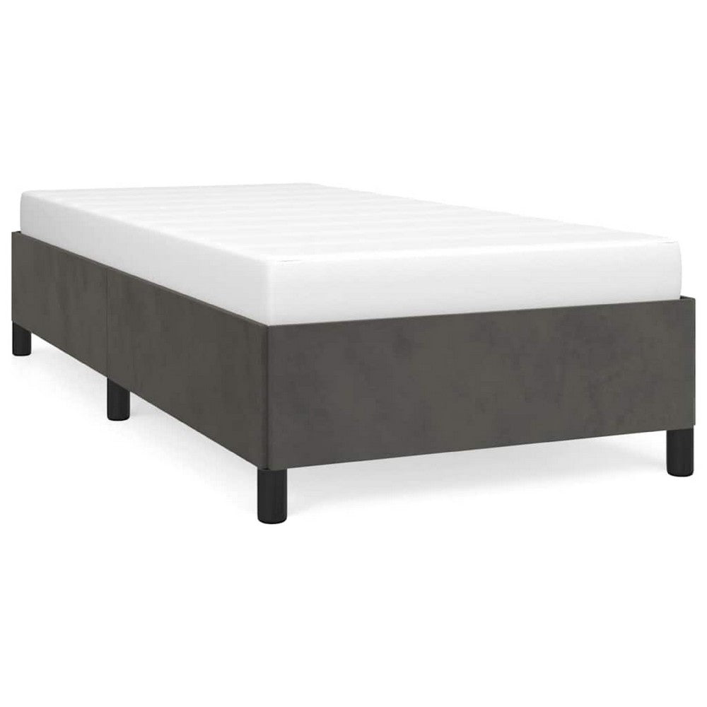 Low Profile Twin XL Bed Frame, Gray Velvet Fabric Upholstery - BM340454