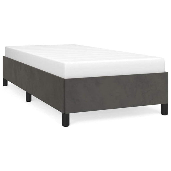 Low Profile Twin XL Bed Frame, Gray Velvet Fabric Upholstery - BM340454
