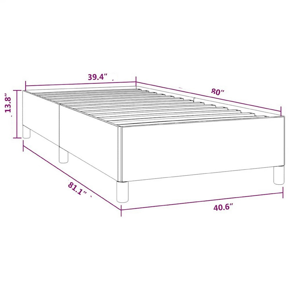 Low Profile Twin XL Bed Frame, Gray Velvet Fabric Upholstery - BM340454
