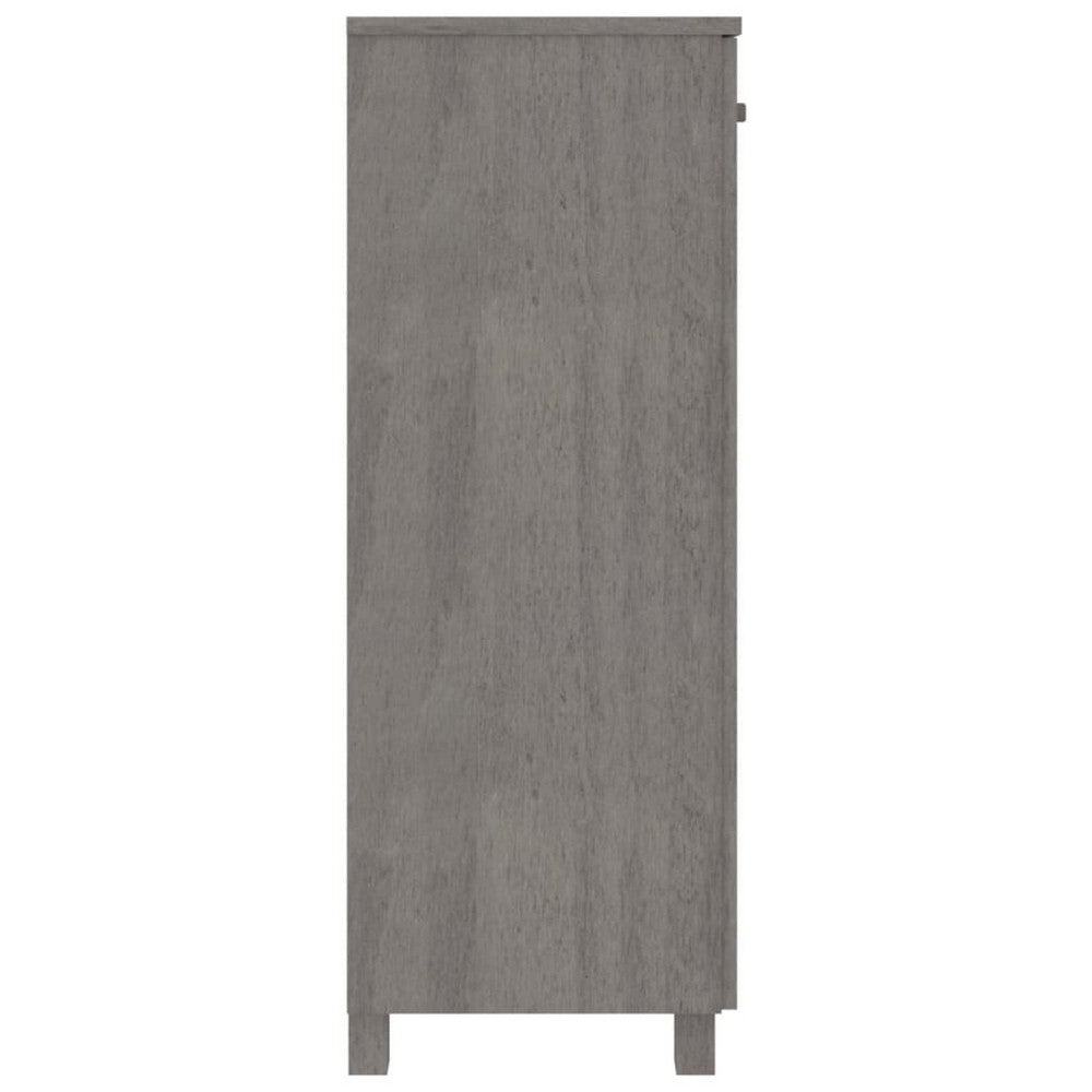 Shoe Cabinet, Gray Solid Pine Wood w Block Legs, 4 Shelves, 43 Inch - BM340455