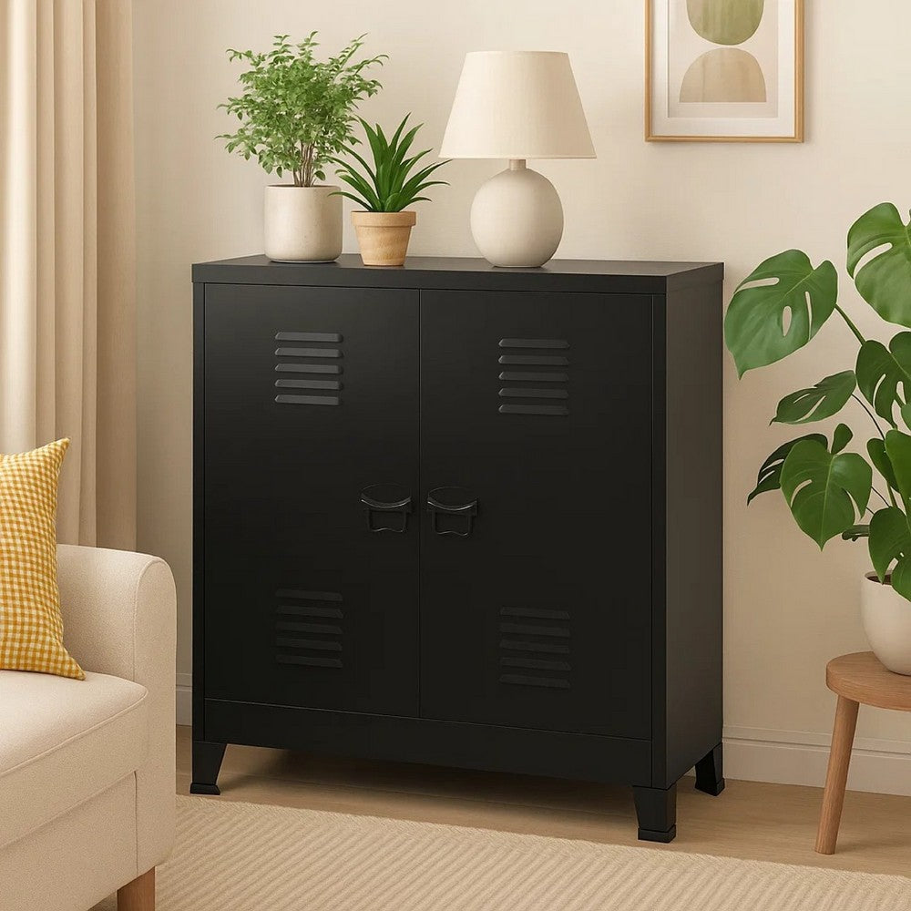 Storage Chest, 39 Inch, Black Powder Coated Steel, Bracket Legs - BM340456