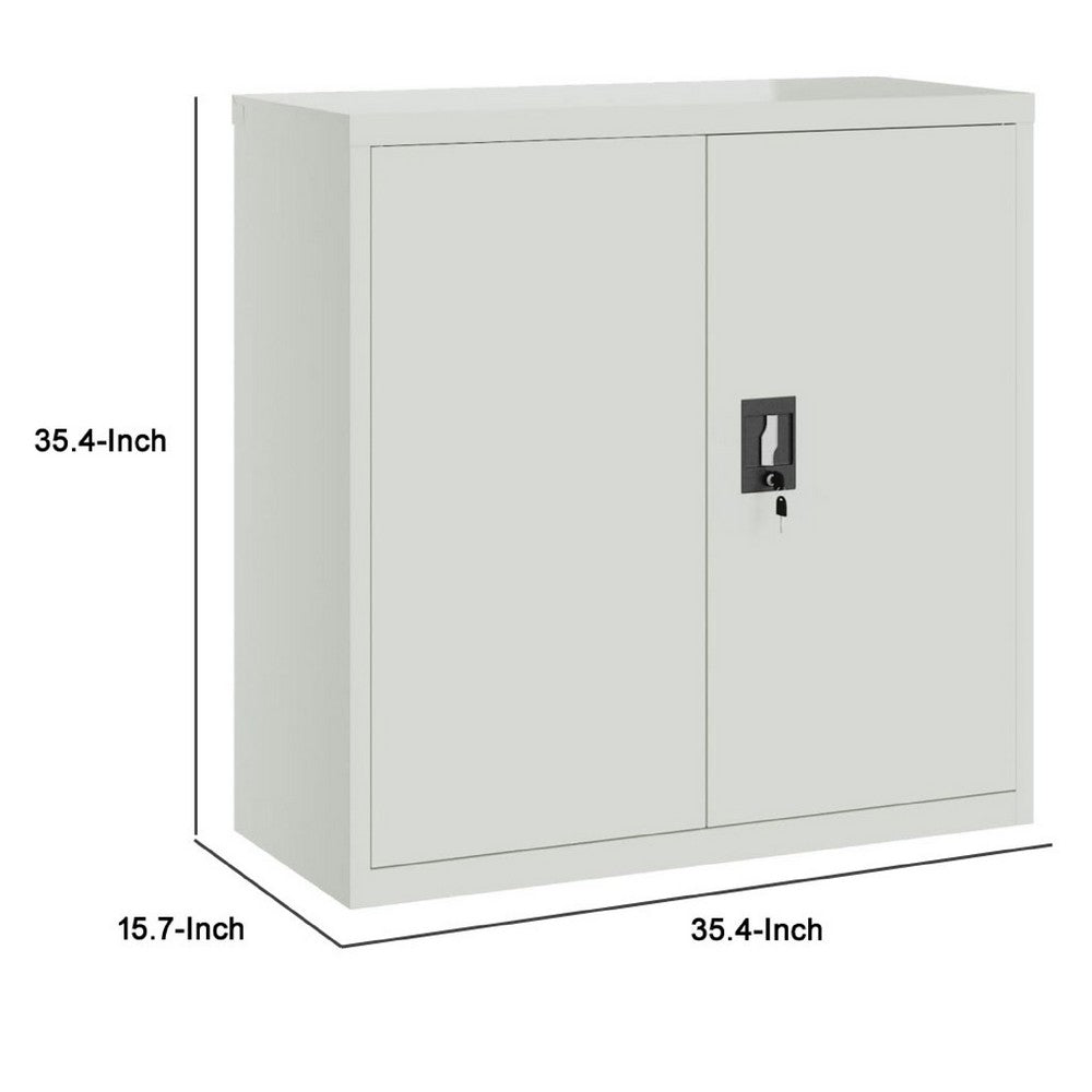 Filing Cabinet, Matte Gray Steel Body, 2 Adjustable Shelves, 35 Inch - BM340457