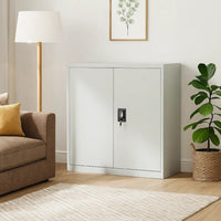 Filing Cabinet, Matte Gray Steel Body, 2 Adjustable Shelves, 35 Inch - BM340457