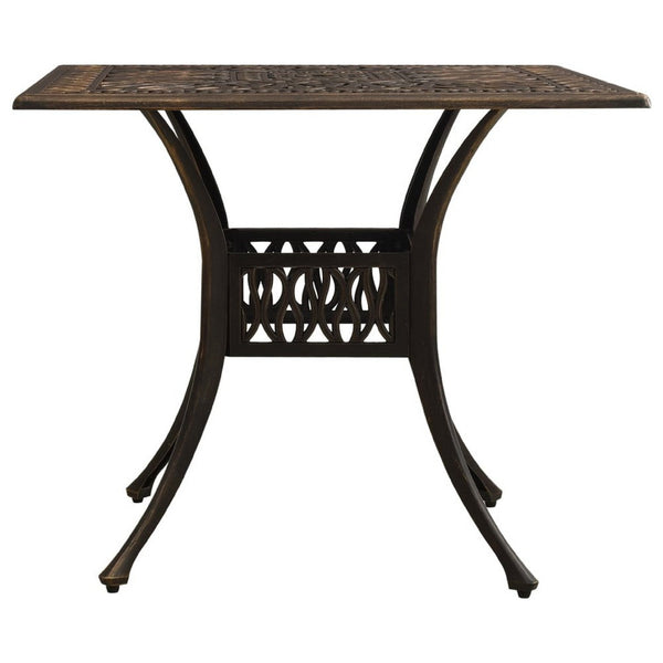 Nook Patio Dining Table, Bronze Cast Aluminum, Scrolled Details, 35 Inch - BM340459