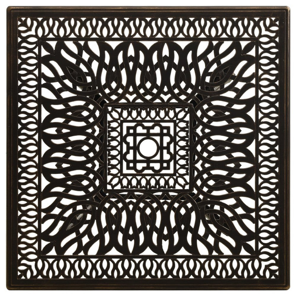 Nook Patio Dining Table, Bronze Cast Aluminum, Scrolled Details, 35 Inch - BM340459