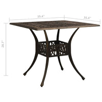 Nook Patio Dining Table, Bronze Cast Aluminum, Scrolled Details, 35 Inch - BM340459