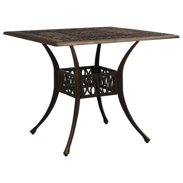 Nook Patio Dining Table, Bronze Cast Aluminum, Scrolled Details, 35 Inch - BM340459